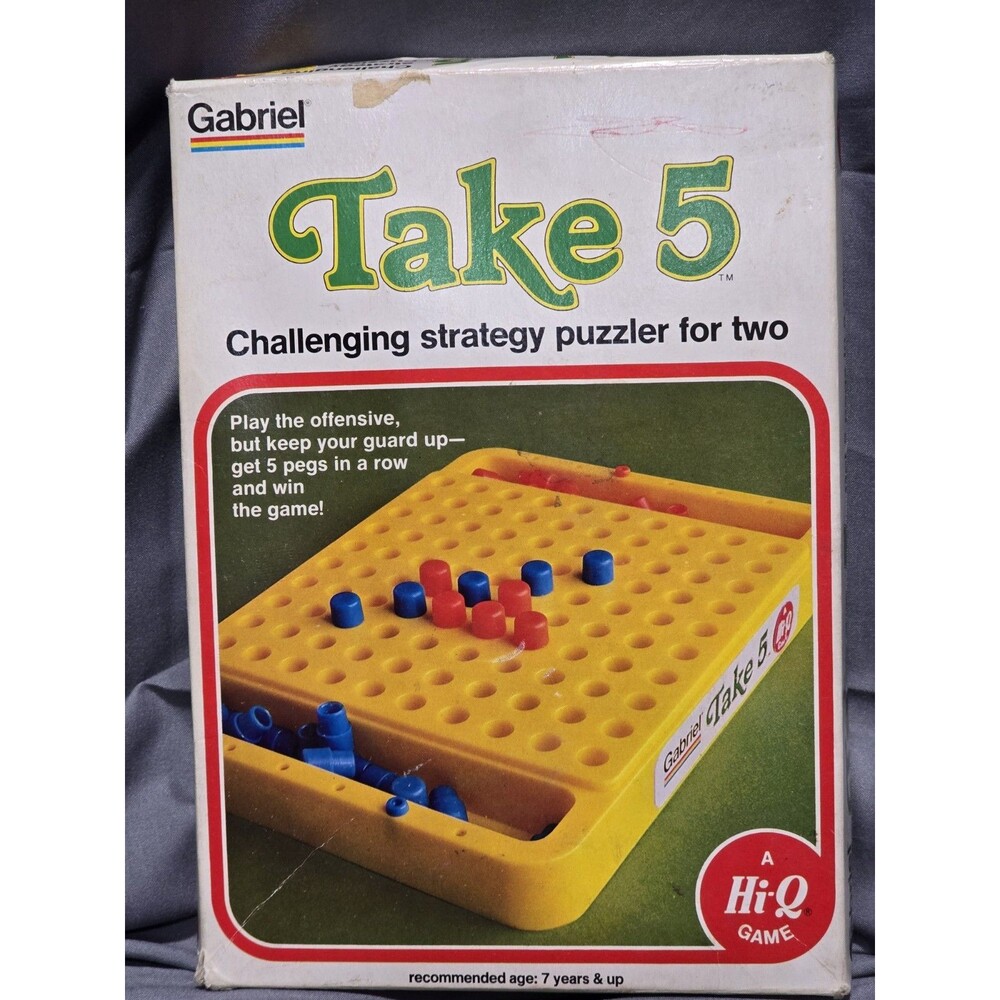 Gabriel Take 5 Strategy Puzzler for two 1977 Challenging Game Puzzle Hi-Q Think